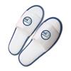 Pair of slippers, open toe, white terry with coloured band and with EVA sole